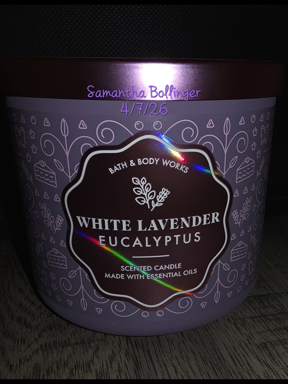 Bath & Body Works 3-Wick Candle White Lavender Eucalyptus